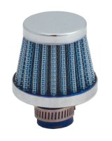 Breather - Clamp-On - Round - 3/8-1/2 in OD Tubes - Reusable - Steel - Chrome / Blue - Each thumbnail 1
