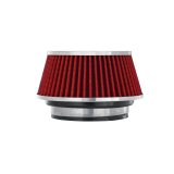 Air Filter Element - Clamp-On - Conical - 6 in Base - 4.75 in Top Diameter - 2.625 in Tall - 3 to 4 in Flange - Reusable Cotton - Red - Universal - Each thumbnail 1