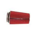 Air Filter Element - Clamp-On - Conical - 6 in Base - 4.75 in Top Diameter - 8.75 in Tall - 3 to 4 in Flange - Reusable Cotton - Red - Universal - Each thumbnail 1
