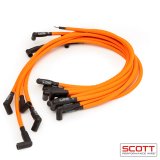 Spark Plug Wire Set - High Performance - Spiral Core - 10 mm - Orange - 90 Degree Plug Boots - HEI Style - Over Valve Covers - Small Block Chevy - Kit thumbnail 1