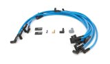 Spark Plug Wire Set - High Performance - Spiral Core - 10 mm - Blue - 90 Degree Plug Boots - HEI Style - Under Headers - Small Block Chevy - Kit thumbnail 1