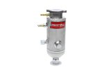 Power Steering Reservoir - 12 oz - 5 in Tall x 3 in Diameter - 6 AN Male Inlet - 10 AN Male Outlet - Cap Included - Aluminum - Natural - Each thumbnail 1