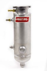 Power Steering Reservoir - 1 pt - 7 in Tall x 3 in Diameter - 6 AN Male Inlet - 10 AN Male Outlet - Pressurized - Aluminum - Natural - Each thumbnail 1