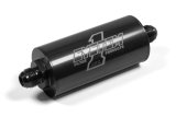 Oil Filter - Medium Billet - In-Line - 75 Micron Stainless Screen - 8 AN Male Inlet - 8 AN Male Outlet - Aluminum - Black Anodized - Each thumbnail 1