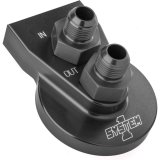 Remote Oil Filter Mount - Single Filter - 1-12 in Thread - 10 AN Male Inlet - 10 AN Male Outlet - Bolt-On - 2-Bolt Flat Mount - Aluminum - Black Anodized - Each thumbnail 1