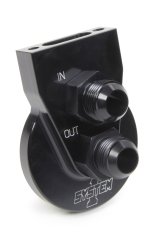 Remote Oil Filter Mount - Single Filter - 1-12 in Thread - 12 AN Male Inlet - 12 AN Male Outlet - Bolt-On - 2-Bolt Flat Mount - Aluminum - Black Anodized - Each thumbnail 1