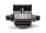 Remote Oil Filter Mount - Single Filter - 1-12 in Thread - 12 AN Male Right Side Inlet - 12 AN Male Outlet - Bolt-On - 2-Bolt Flat Mount - Aluminum - Black Anodized - Each thumbnail 1