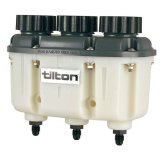 Master Cylinder Reservoir - 3-Chamber - 6.3 / 9.8 / 4.0 oz - 6 in Tall x 7-1/4 in Wide x 3-1/4 in Deep - 4 AN Male Outlets - Plastic - Black - Each thumbnail 1