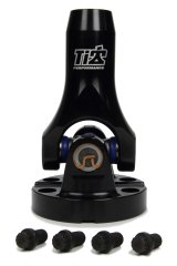 U-Joint Assembly - Standard - 16 Spline to 4 Bolt Flange - U-Joint - Aluminum - Black Anodized - Small Block Chevy / Mopar - Each thumbnail 1