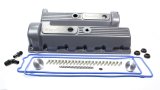 Valve Cover - Stock Height - Baffled - Gasket / Hardware - Aluminum - Silver Powder Coat - Ford Modular - Pair thumbnail 1