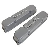 Valve Cover - Stock Height - Trick Flow Logo - Aluminum - Silver Powder Coat - Mopar B / RB-Series - Pair thumbnail 1