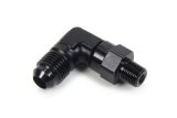 Fitting - Adapter - 90 Degree - 6 AN Male to 1/8 in NPT Male Swivel - Aluminum - Black Anodized - Each thumbnail 1