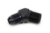 Fitting - Adapter - 45 Degree - 8 AN Male to 1/2 in NPT Male - Aluminum - Black Anodized - Each thumbnail 1