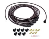 Spark Plug Wire Set - Spiral Core - 7.8 mm - Lacquer Covered Cotton Braid - Black / Orange - Straight Boots - Socket Style - Universal - Kit thumbnail 1