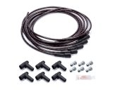 Spark Plug Wire Set - Spiral Core - 7.8 mm - Lacquer Covered Cotton Braid - Black / Red - Straight Boots - HEI Style Terminal - Universal - Kit thumbnail 1