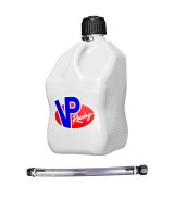 Utility Jug - 5.5 gal - 10.5 x 10.5 x 21.25 in Tall - O-Ring Seal Cap - Screw-On Vent - Filler Hose - Square - Plastic - White - Each thumbnail 1