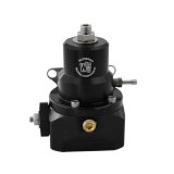 Fuel Pressure Regulator - Double Adjustable - In-Line - 10 AN Female O-Ring Inlet - 10 AN Female O-Ring Return - 1/8 in NPT Port - Black Anodized - E85 / Gas / Methanol - Each thumbnail 1