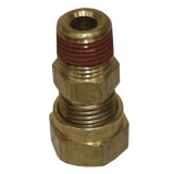 Fitting - Adapter - Straight - 1/8 in NPT Male to 7/16-20 in Compression Fitting to 10 mm x 1.0 Female - Brass - Natural - Each thumbnail 1
