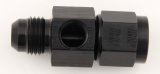Fitting - Gauge Adapter - Straight - 6 AN Female to 6 AN Male - 1/8 in NPT Gauge Port - Aluminum - Black Anodized - Each thumbnail 1