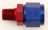 Fitting - Adapter - Straight - 6 AN Female Swivel to 3/8 in NPT Male - Aluminum - Blue / Red Anodized - Each thumbnail 1