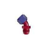 Fitting - Adapter - 45 Degree - 6 AN Female Swivel to 6 AN Male - Aluminum - Blue / Red Anodized - Each thumbnail 1