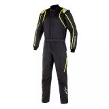 Driving Suit - GP Tech V2 - 1-Piece - FIA Approved - Triple Layer - Fire Retardant Fabric - Black / Fluorescent Yellow - Medium / Large - Each thumbnail 1