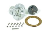 Fuel Cell Filler Cap Assembly - Twist-On Cap - Aircraft Style - Flush Remote Mount - 6-Bolt Flange - Aluminum - Clear Anodized - Kit thumbnail 1
