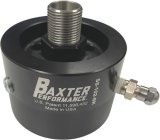 Oil Filter Adapter - Sandwich Adapter - Screw-On - 20 mm x 1.5 Center Thread - Schrader Valve Included - Aluminum - Black Anodized - Subaru FA / FB-Series - Each thumbnail 1