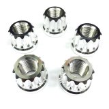 Lug Nuts - Flat - 5/8-18 in Thread - Open End - 12 Point - Aluminum - Polished - Set of 5 thumbnail 1