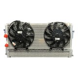 Fluid Cooler and Fan - 25.5 x 12.5 x 1.625 in - Stack Plate - 12 AN Male Inlet / Outlet - Aluminum - Natural - NASCAR Whelen Modified - Each thumbnail 1