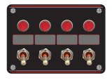 Switch Panel - Dash Mount - Elite - 5.2 x 3.7 in - 4 Toggles - Indicator Lights - Black Anodized - Each thumbnail 1