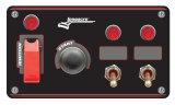 Switch Panel - Dash Mount - Elite - 6.5 x 3.7 in - 1 Safety Cover Toggle / 1 Momentary Button / 2 Toggles - Indicator Lights - Black Anodized - Each thumbnail 1