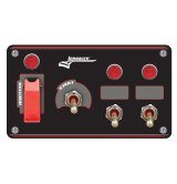 Switch Panel - Dash Mount - Elite - 6.5 x 3.7 in - 1 Safety Cover Toggle / 1 Momentary Toggle / 2 Toggles - Indicator Lights - Black Anodized - Each thumbnail 1