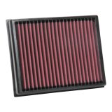 Air Filter Element - DryFlow - Panel - 11.813 x 9.344 in - 1.625 in Tall - Synthetic - Red - Ford Midsize SUV / Truck 2015-23 - Each thumbnail 1