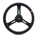 Steering Wheel - Dirt Racing - 15 in Diameter - Flat - 3-Spoke - X-Large Black Foam Grip - Orange Stripe - Carbon Fiber - Each thumbnail 1