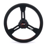 Steering Wheel - Dirt Racing - 15 in Diameter - Flat - 3-Spoke - X-Large Black Foam Grip - Aluminum - Black Anodized - Each thumbnail 1