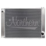 Radiator - Race Pro - Single Pass - 27.188 in W x 19.625 in H x 4.25 in D - Driver Side Inlet - Passenger Side Outlet - Aluminum - Natural - GM - Each thumbnail 1