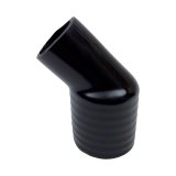 Cool Shirt Helmet Fitting - 45 Degree - 1-1/4 in Threaded Female to 1-1/4 in Female - Silicone - Black - Each thumbnail 1