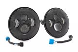 Headlight - Sealed Beam - DOT Approved - LED - 7 in Diameter - Plastic - Black - Jeep Wrangler JK 2007-18 - Pair thumbnail 1