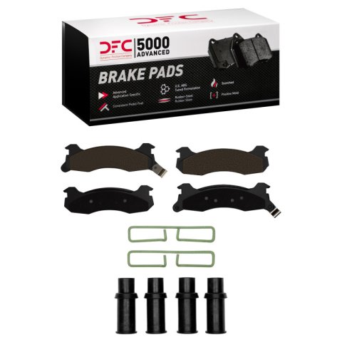 DFC 84-86 Ford Mustang Rear 5000 Advanced Semi Metallic Brake Pads and Hardware Kit
