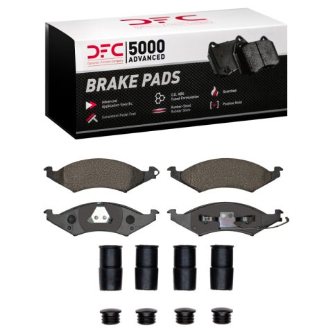 DFC 86-93 Ford Taurus SHO Front 5000 Advanced Semi Metallic Brake Pads and Hardware Kit