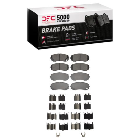 DFC 05-11 Freightliner FL360 (Mexico) Rear/Front 5000 Adv Semi Metallic Brake Pads & Hardware Kit
