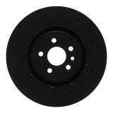 R1 2017-2020 Jaguar F-Pace Front Left Drilled & Slotted Black Brake Rotor thumbnail 1