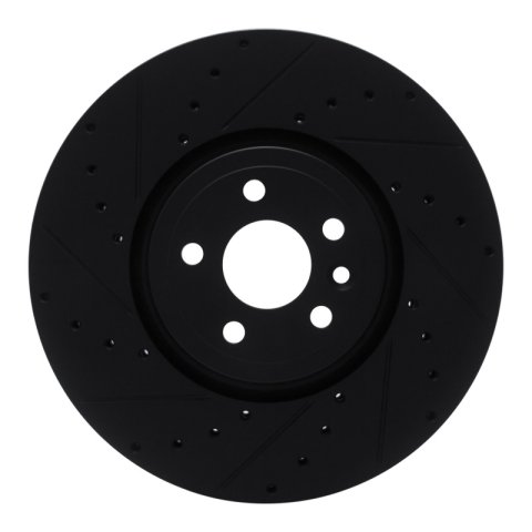 R1 2017-2020 Jaguar F-Pace Front Left Drilled & Slotted Black Brake Rotor
