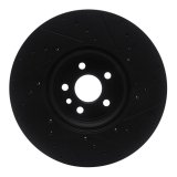 R1 2017-2020 Jaguar F-Pace Front Left Drilled & Slotted Black Brake Rotor thumbnail 2
