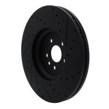 R1 2017-2020 Jaguar F-Pace Front Left Drilled & Slotted Black Brake Rotor thumbnail 3