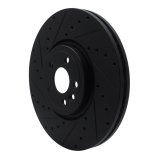 R1 2017-2020 Jaguar F-Pace Front Left Drilled & Slotted Black Brake Rotor thumbnail 5