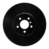 R1 2009-2017 BMW 550I GT xDrive Left Front Drilled & Slotted Black Brake Rotor thumbnail 1