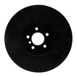 R1 2009-2017 BMW 550I GT xDrive Left Front Drilled & Slotted Black Brake Rotor thumbnail 2