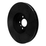 R1 2009-2017 BMW 550I GT xDrive Left Front Drilled & Slotted Black Brake Rotor thumbnail 3
